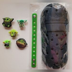 Shoe Charm Bundle 5 Baby Yoda Charms Pencil Case & Bracelet Works With Crocs